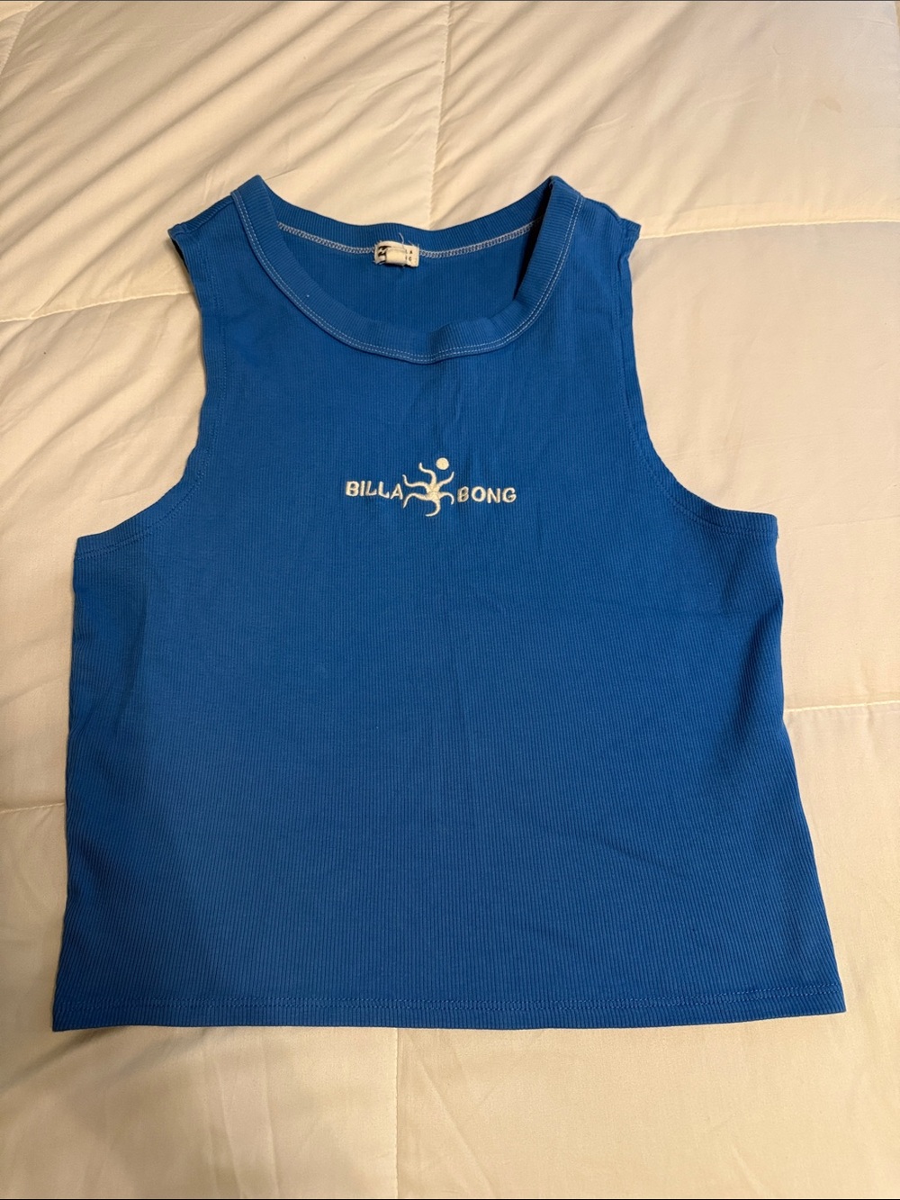 Billabong Royal Blue Ribbed Crop Tank xl blue